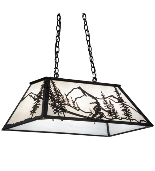 Meyda Lighting Alpine 33" 6-Light Textured Black Island Pendant Light With White Shade Glass