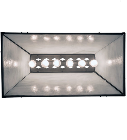 Meyda Lighting Alpine 33" 6-Light Textured Black Island Pendant Light With White Shade Glass