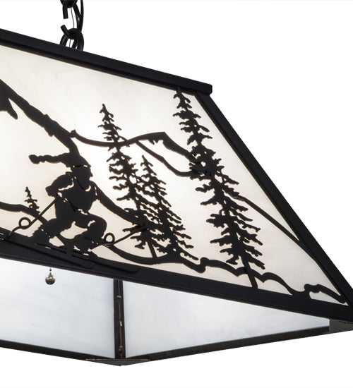 Meyda Lighting Alpine 33" 6-Light Textured Black Island Pendant Light With White Shade Glass