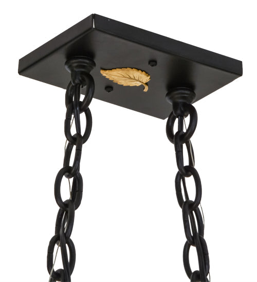 Meyda Lighting Alpine 33" 6-Light Textured Black Island Pendant Light With White Shade Glass