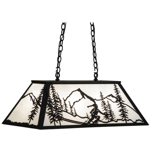 Meyda Lighting Alpine 33" 6-Light Textured Black Island Pendant Light With White Shade Glass