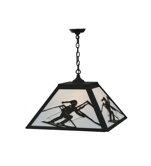 Meyda Lighting Alpine 36" 3-Light Textured Black Pendant Light With White Shade Glass