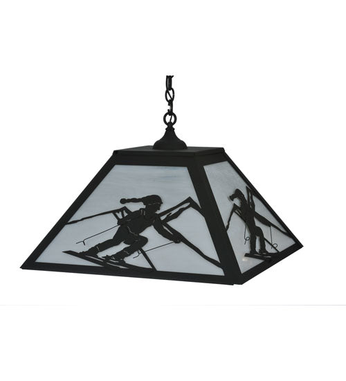 Meyda Lighting Alpine 36" 3-Light Textured Black Pendant Light With White Shade Glass