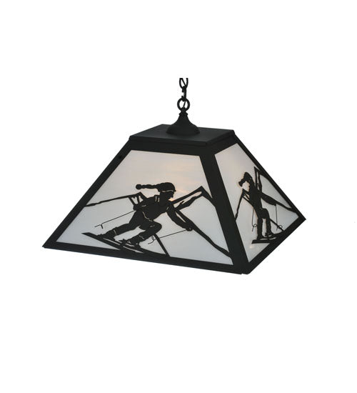 Meyda Lighting Alpine 36" 3-Light Textured Black Pendant Light With White Shade Glass
