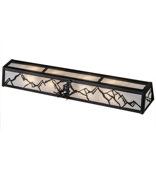 Meyda Lighting Alpine 37" 4-Light Textured Black Vanity Light With White Art Shade Glass