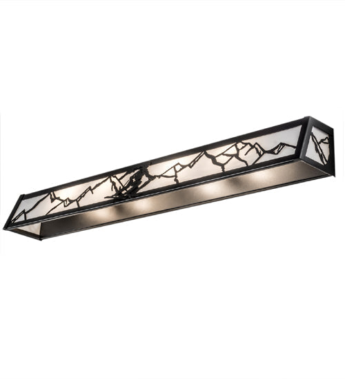 Meyda Lighting Alpine 37" 4-Light Textured Black Vanity Light With White Art Shade Glass