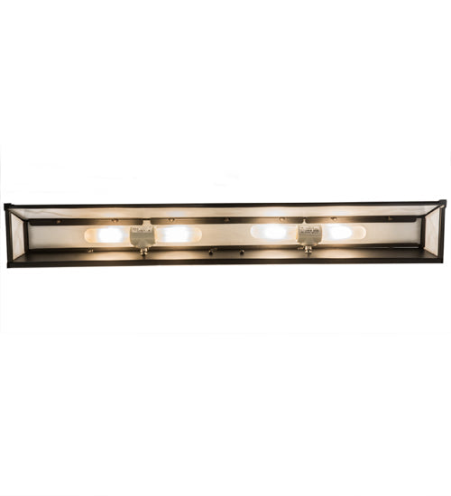 Meyda Lighting Alpine 37" 4-Light Textured Black Vanity Light With White Art Shade Glass