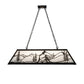 Meyda Lighting Alpine 48" 6-Light Textured Black Island Pendant Light With White Art Shade Glass