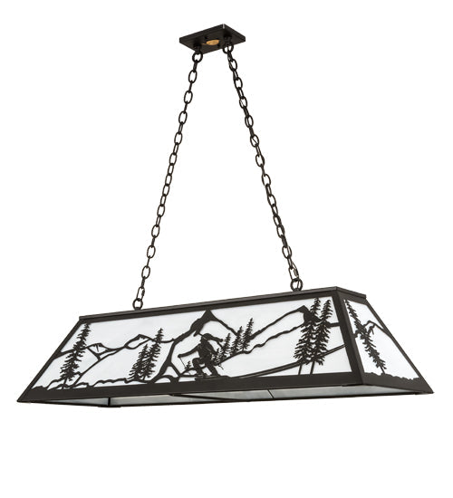 Meyda Lighting Alpine 48" 6-Light Textured Black Island Pendant Light With White Art Shade Glass