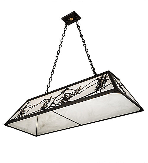 Meyda Lighting Alpine 48" 6-Light Textured Black Island Pendant Light With White Art Shade Glass