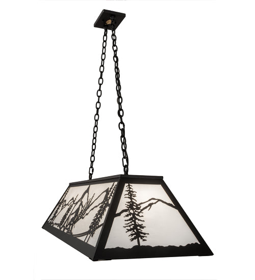 Meyda Lighting Alpine 48" 6-Light Textured Black Island Pendant Light With White Art Shade Glass
