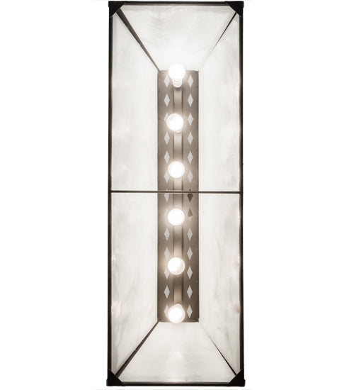 Meyda Lighting Alpine 48" 6-Light Textured Black Island Pendant Light With White Art Shade Glass