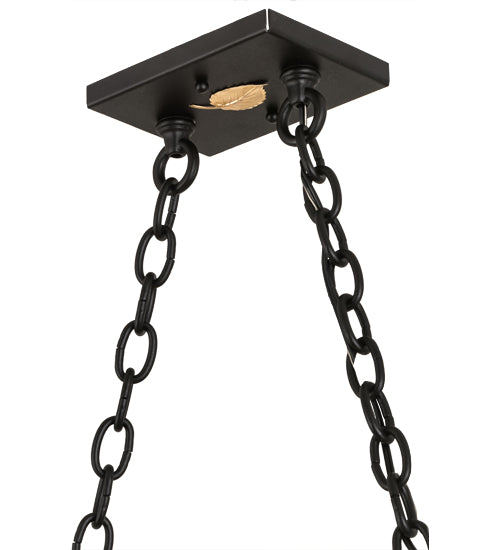 Meyda Lighting Alpine 48" 6-Light Textured Black Island Pendant Light With White Art Shade Glass