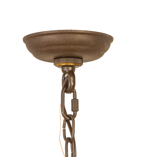 Meyda Lighting Alpine 48" 8-Light Cafe Noir Inverted Pendant Light With Silver Mica Shade Glass
