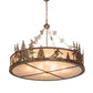 Meyda Lighting Alpine 48" 8-Light Cafe Noir Inverted Pendant Light With Silver Mica Shade Glass