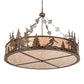 Meyda Lighting Alpine 48" 8-Light Cafe Noir Inverted Pendant Light With Silver Mica Shade Glass