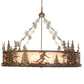 Meyda Lighting Alpine 48" 8-Light Cafe Noir Inverted Pendant Light With Silver Mica Shade Glass