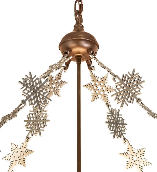 Meyda Lighting Alpine 48" 8-Light Cafe Noir Inverted Pendant Light With Silver Mica Shade Glass