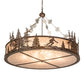 Meyda Lighting Alpine 48" 8-Light Cafe Noir Inverted Pendant Light With Silver Mica Shade Glass