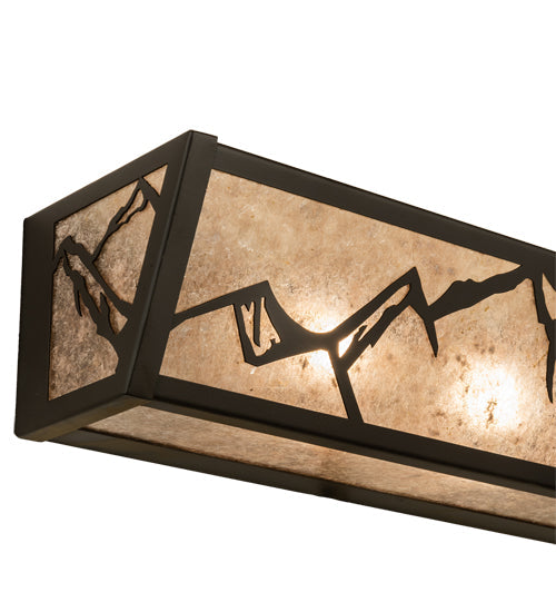 Meyda Lighting Alpine 68" 8-Light Oil Rubbed Bronze Vanity Light With Silver Mica Shade Glass