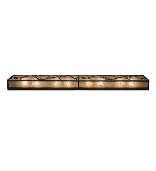 Meyda Lighting Alpine 68" 8-Light Oil Rubbed Bronze Vanity Light With Silver Mica Shade Glass