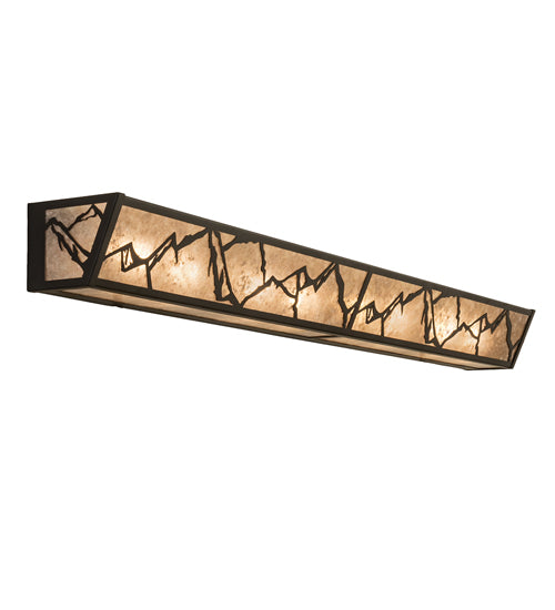 Meyda Lighting Alpine 68" 8-Light Oil Rubbed Bronze Vanity Light With Silver Mica Shade Glass