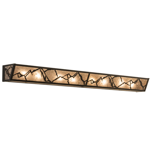 Meyda Lighting Alpine 68" 8-Light Oil Rubbed Bronze Vanity Light With Silver Mica Shade Glass