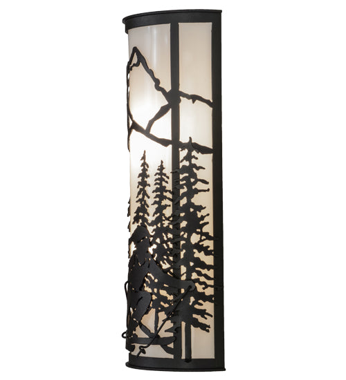 Meyda Lighting Alpine 7" 2-Light Textured Black Wall Sconce With Statuario Acrylic Shade