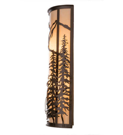 Meyda Lighting Alpine 8" 2-Light Mahogany Bronze Left Wall Sconce With Beige Sahara Taupe Idalight Shade Glass