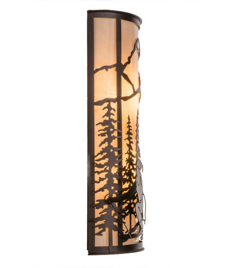Meyda Lighting Alpine 8" 2-Light Mahogany Bronze Left Wall Sconce With Beige Sahara Taupe Idalight Shade Glass