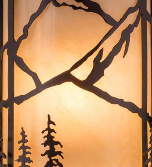 Meyda Lighting Alpine 8" 2-Light Mahogany Bronze Left Wall Sconce With Beige Sahara Taupe Idalight Shade Glass