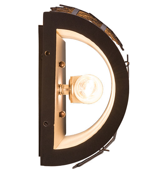 Meyda Lighting Alpine 8" 2-Light Mahogany Bronze Right Wall Sconce With Beige Sahara Taupe Idalight Shade Glass