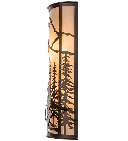 Meyda Lighting Alpine 8" 2-Light Mahogany Bronze Right Wall Sconce With Beige Sahara Taupe Idalight Shade Glass