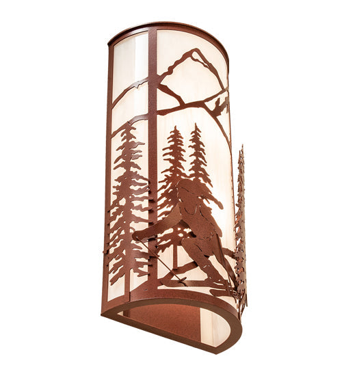 Meyda Lighting Alpine 8" 2-Light Rust Wall Sconce With Angelwing Idalight Shade