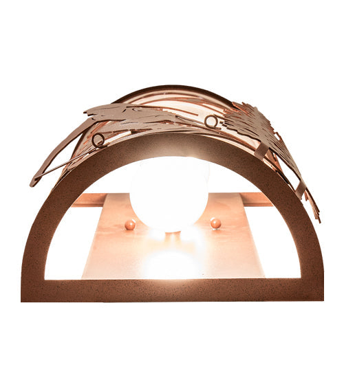 Meyda Lighting Alpine 8" 2-Light Rust Wall Sconce With Angelwing Idalight Shade