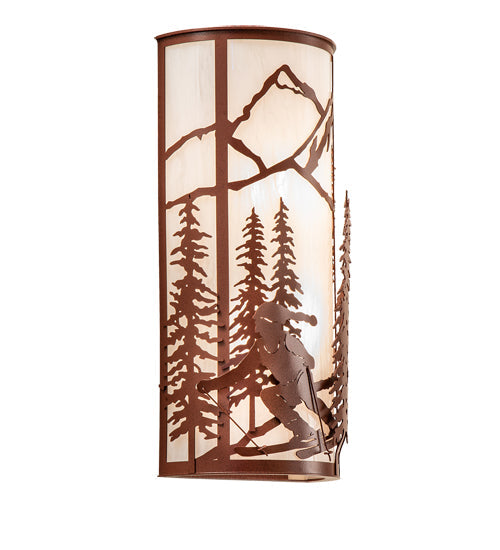 Meyda Lighting Alpine 8" 2-Light Rust Wall Sconce With Angelwing Idalight Shade