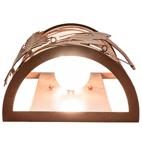 Meyda Lighting Alpine 8" 2-Light Rust Wall Sconce With White Angelwing Idalight Shade