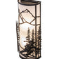 Meyda Lighting Alpine 9" 2-Light Textured Black Right Wall Sconce With Statuario Idalight Shade Glass