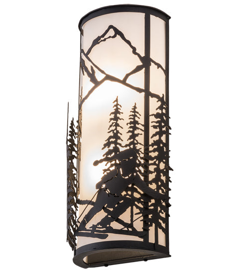 Meyda Lighting Alpine 9" 2-Light Textured Black Right Wall Sconce With Statuario Idalight Shade Glass