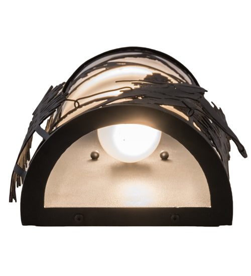 Meyda Lighting Alpine 9" 2-Light Textured Black Right Wall Sconce With Statuario Idalight Shade Glass
