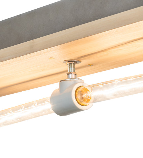 Meyda Lighting Alva 30" 2-Light Satin Clear & Satin Poly Wood Island Flush Mount Light