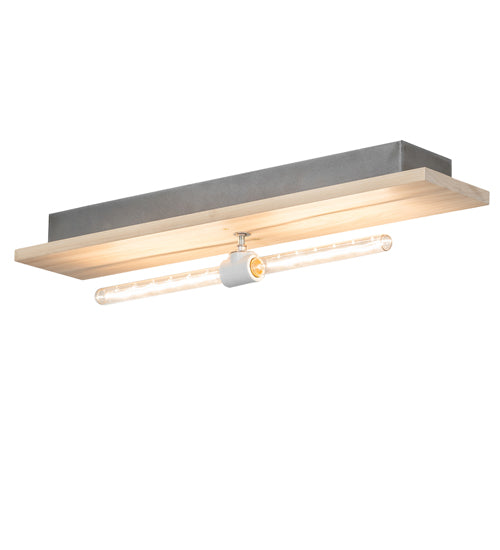 Meyda Lighting Alva 30" 2-Light Satin Clear & Satin Poly Wood Island Flush Mount Light