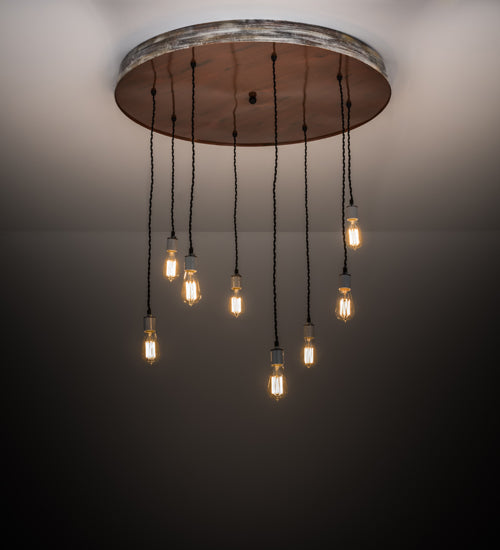 Meyda Lighting Alva 36" 8-Light Hand Painted Oak & Weather Wicker Grange Cascading Pendant Light