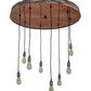 Meyda Lighting Alva 36" 8-Light Hand Painted Oak & Weather Wicker Grange Cascading Pendant Light