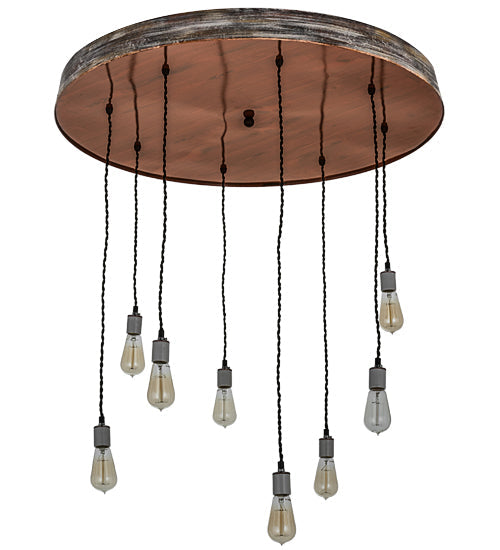 Meyda Lighting Alva 36" 8-Light Hand Painted Oak & Weather Wicker Grange Cascading Pendant Light