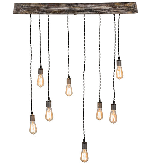 Meyda Lighting Alva 36" 8-Light Hand Painted Oak & Weather Wicker Grange Cascading Pendant Light