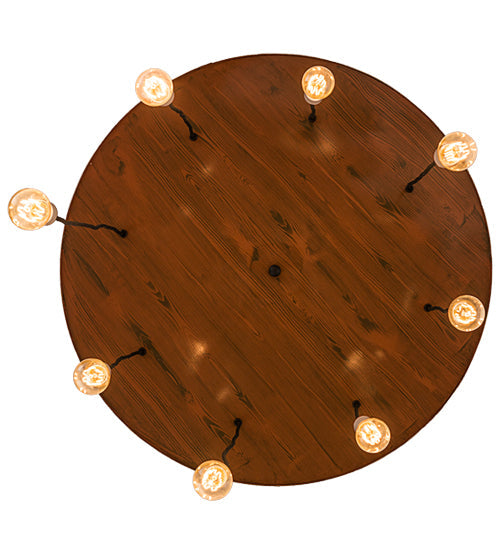Meyda Lighting Alva 36" 8-Light Hand Painted Oak & Weather Wicker Grange Cascading Pendant Light