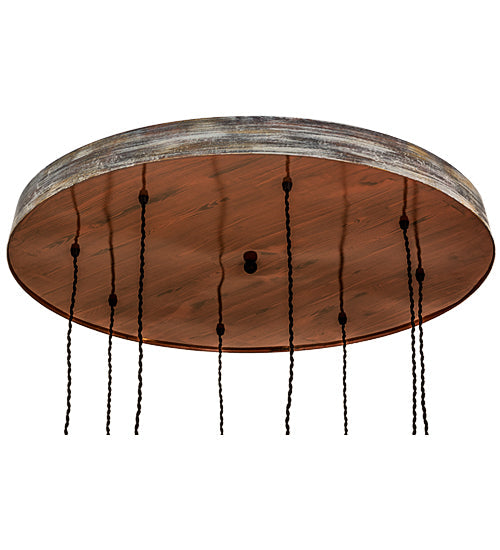 Meyda Lighting Alva 36" 8-Light Hand Painted Oak & Weather Wicker Grange Cascading Pendant Light