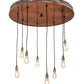 Meyda Lighting Alva 36" 8-Light Hand Painted Oak & Weather Wicker Grange Cascading Pendant Light