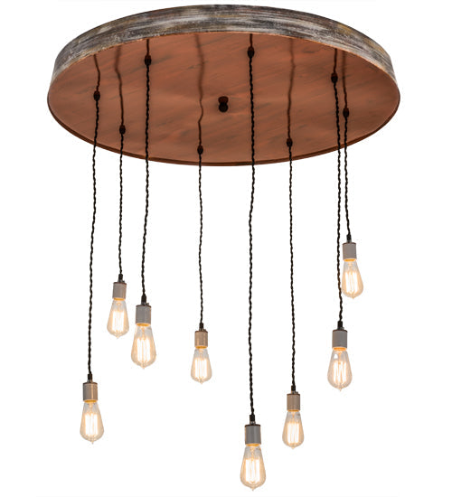 Meyda Lighting Alva 36" 8-Light Hand Painted Oak & Weather Wicker Grange Cascading Pendant Light